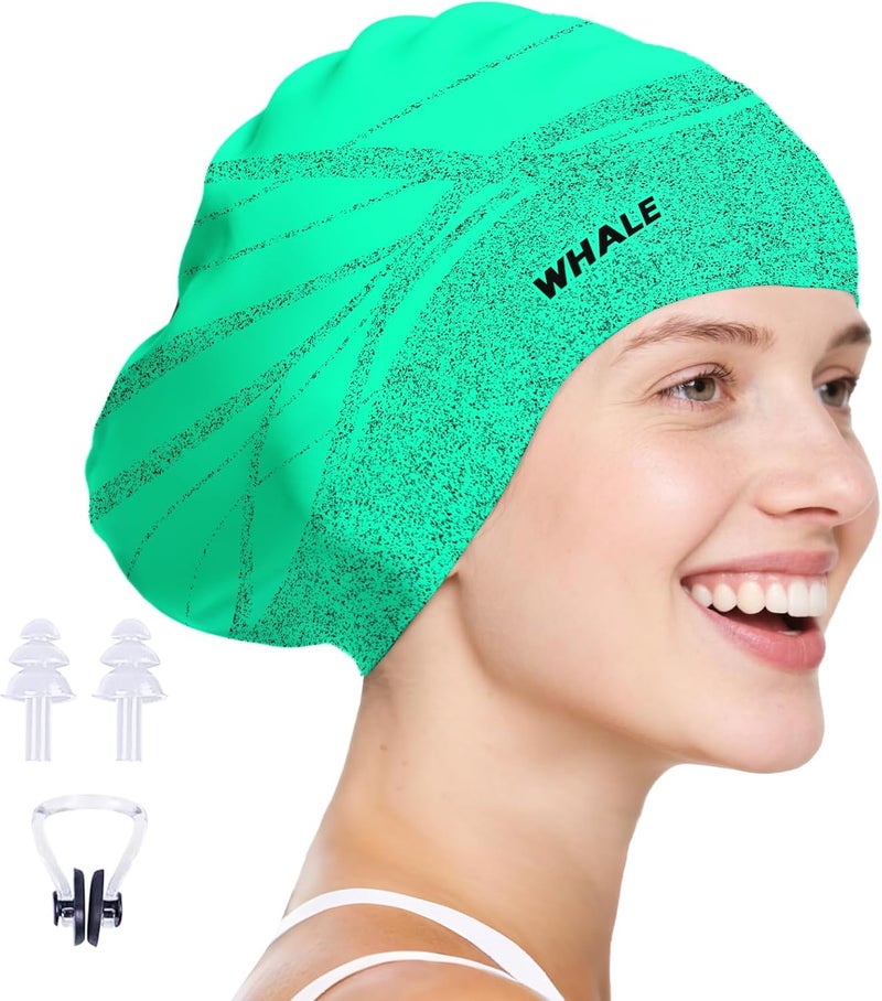 Whale Extra Large Swim Cap Designed for Men and Women with Thick, Long Hair, Hair Extensions Or Afro-Textured Hair Long-Hair Swim Cap Highly Waterproof to Keep Hair Dry - Image 1
